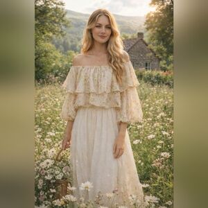 NWT Love Collette Floral Off-Shoulder Women's Top Size Large